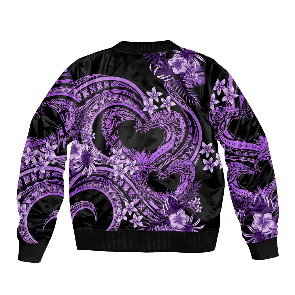 Polynesia Valentines Day Forever In My Heart Tattoo Bomber Jacket Purple Style LT9 - Polynesian Pride