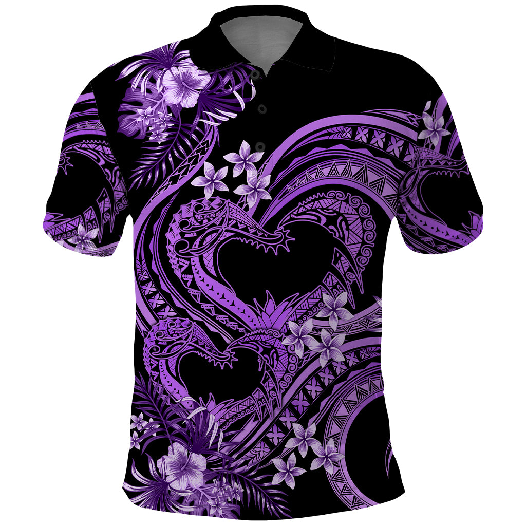 Polynesia Valentines Day Forever In My Heart Tattoo Polo Shirt Purple Style LT9 Purple - Polynesian Pride