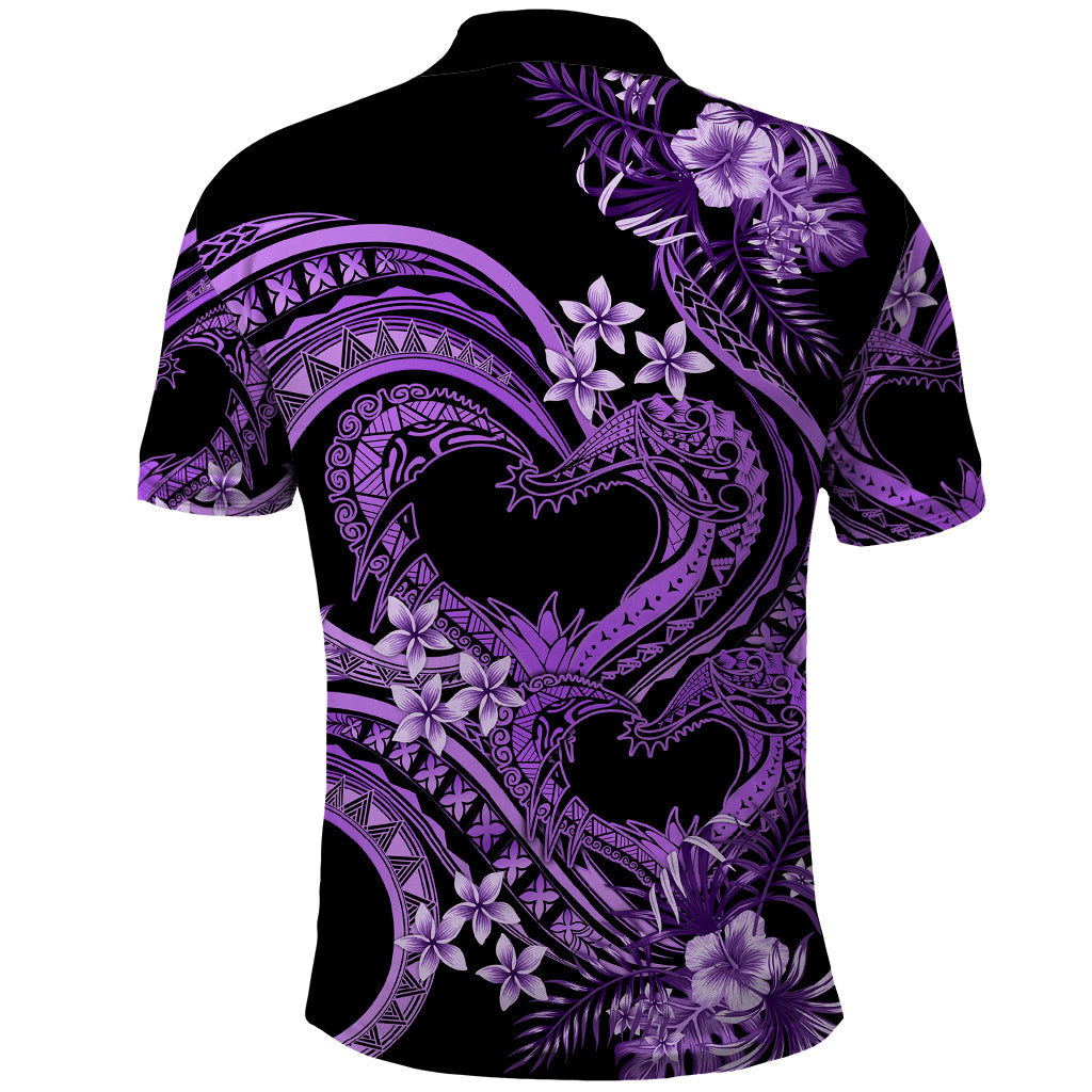 Polynesia Valentines Day Forever In My Heart Tattoo Polo Shirt Purple Style LT9 - Polynesian Pride