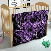 Polynesia Valentines Day Forever In My Heart Tattoo Quilt Purple Style LT9 - Polynesian Pride