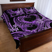 Polynesia Valentines Day Forever In My Heart Tattoo Quilt Bed Set Purple Style LT9 - Polynesian Pride