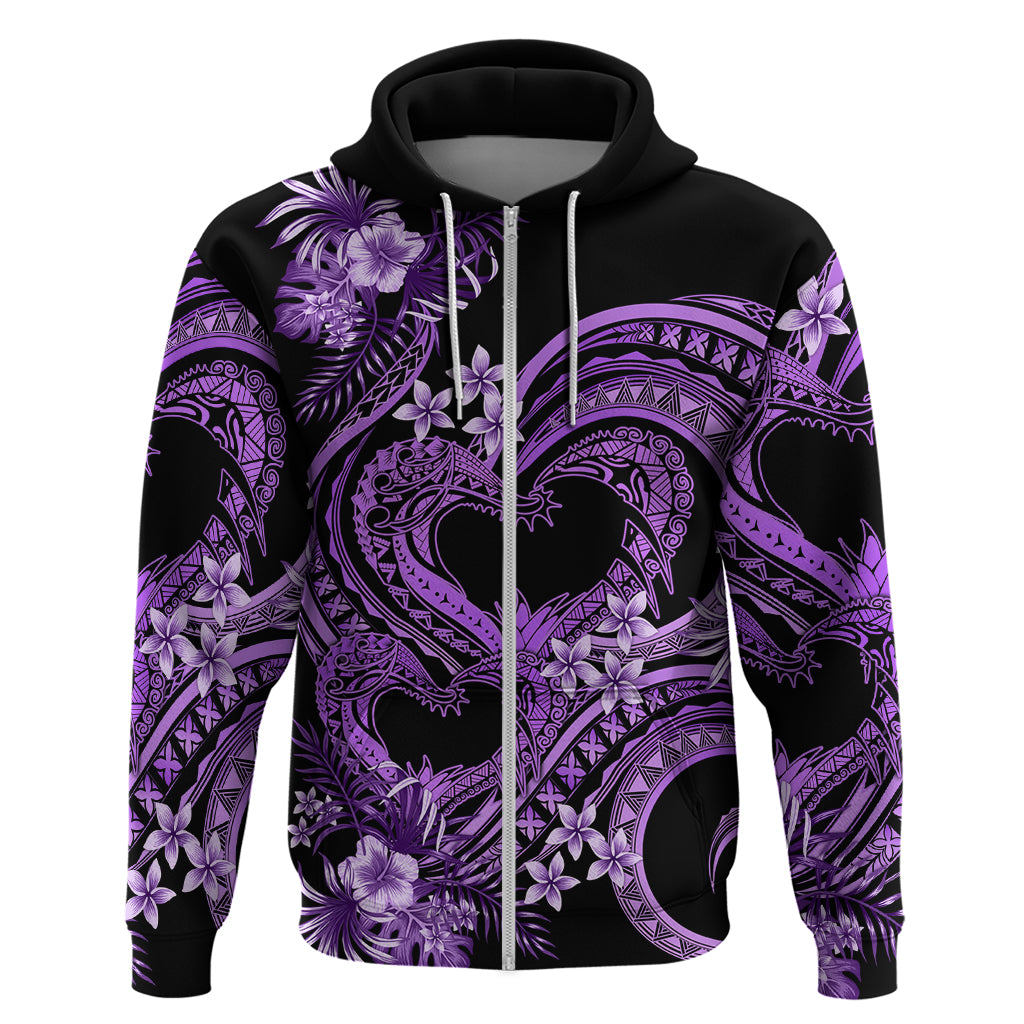 Polynesia Valentines Day Forever In My Heart Tattoo Zip Hoodie Purple Style LT9 Zip Hoodie Purple - Polynesian Pride