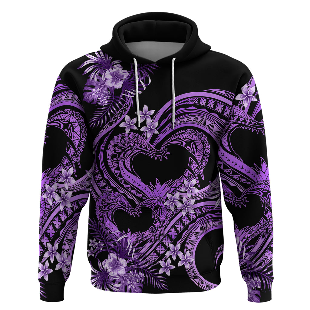 Polynesia Valentines Day Forever In My Heart Tattoo Zip Hoodie Purple Style LT9 Pullover Hoodie Purple - Polynesian Pride