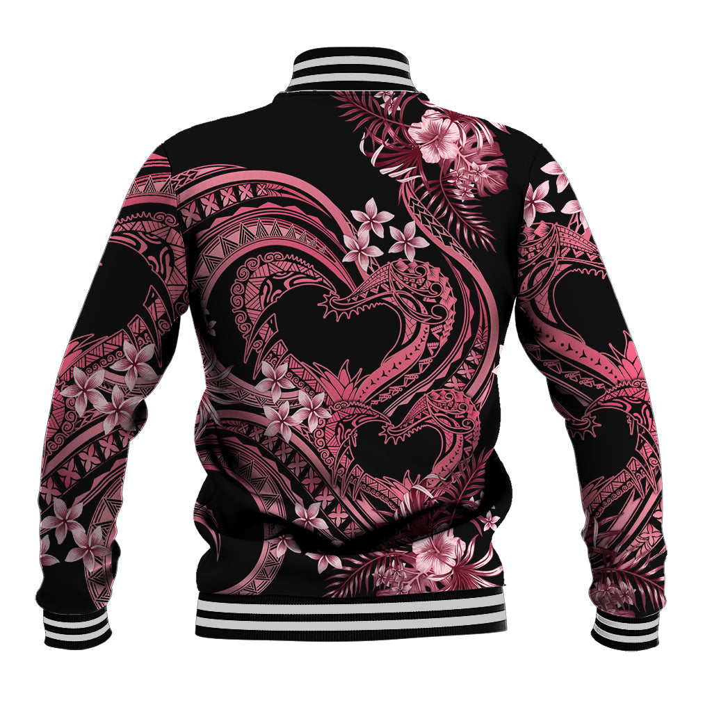 Polynesia Valentines Day Forever In My Heart Tattoo Baseball Jacket Pink Style LT9 - Polynesian Pride