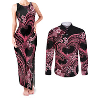 Polynesia Valentines Day Forever In My Heart Tattoo Couples Matching Tank Maxi Dress and Long Sleeve Button Shirt Pink Style LT9 Pink - Polynesian Pride
