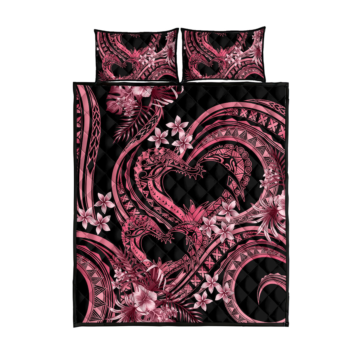 Polynesia Valentines Day Forever In My Heart Tattoo Quilt Bed Set Pink Style LT9 - Polynesian Pride