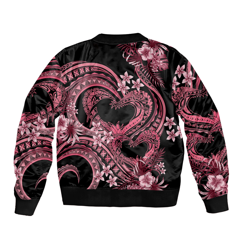 Polynesia Valentines Day Forever In My Heart Tattoo Sleeve Zip Bomber Jacket Pink Style LT9 - Polynesian Pride