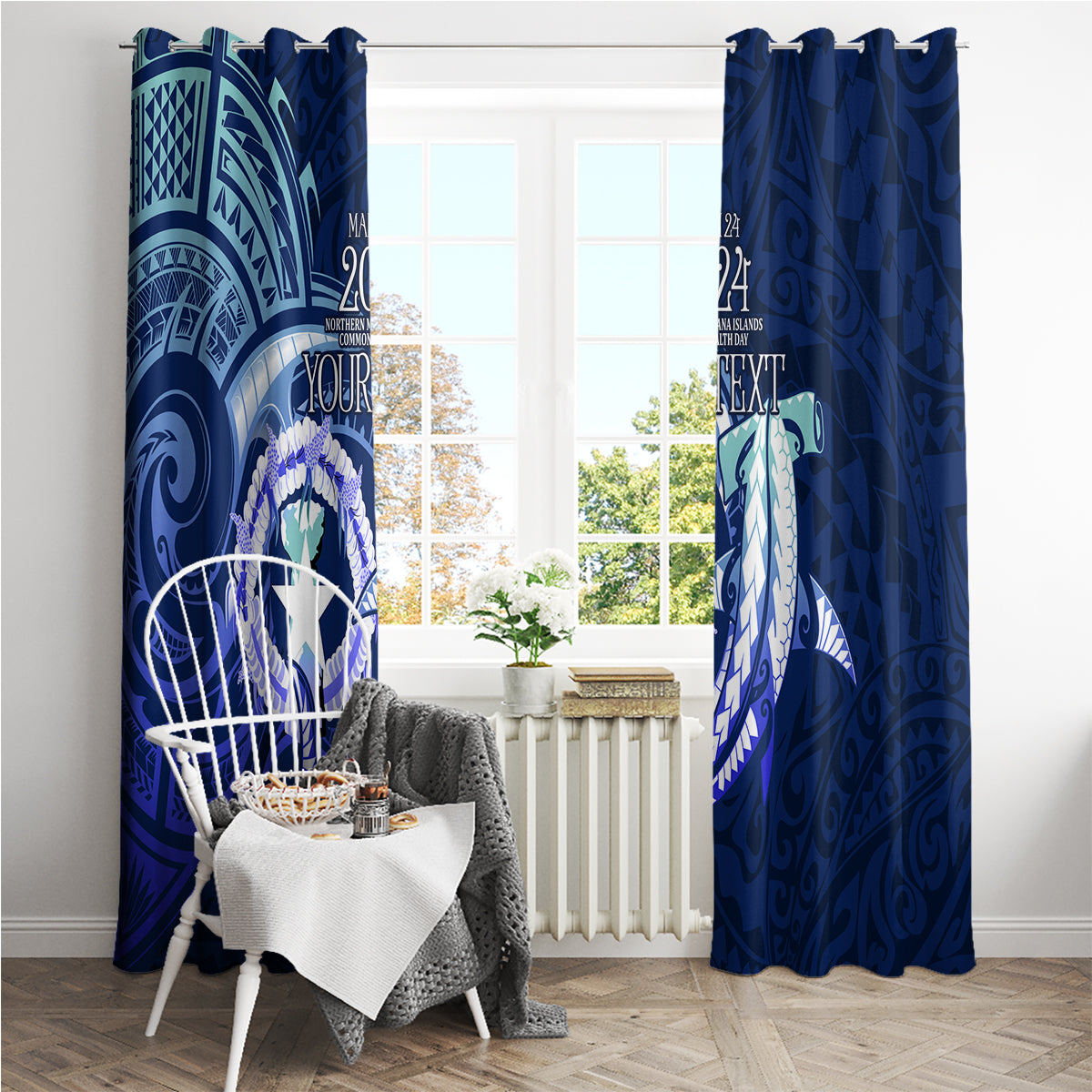Personalised Northern Mariana Islands Window Curtain Commonwealth Day 2024