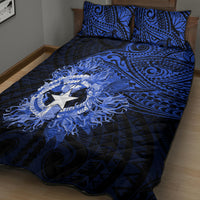 Northern Mariana Islands Ylang-ylang Mwarmwar Quilt Bed Set Polynesian Blue Style