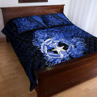 Northern Mariana Islands Ylang-ylang Mwarmwar Quilt Bed Set Polynesian Blue Style