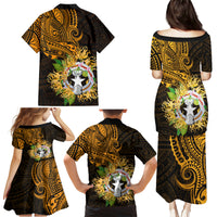 Northern Mariana Islands Ylang-ylang Mwarmwar Family Matching Puletasi and Hawaiian Shirt Polynesian Gold Style LT9 - Polynesian Pride