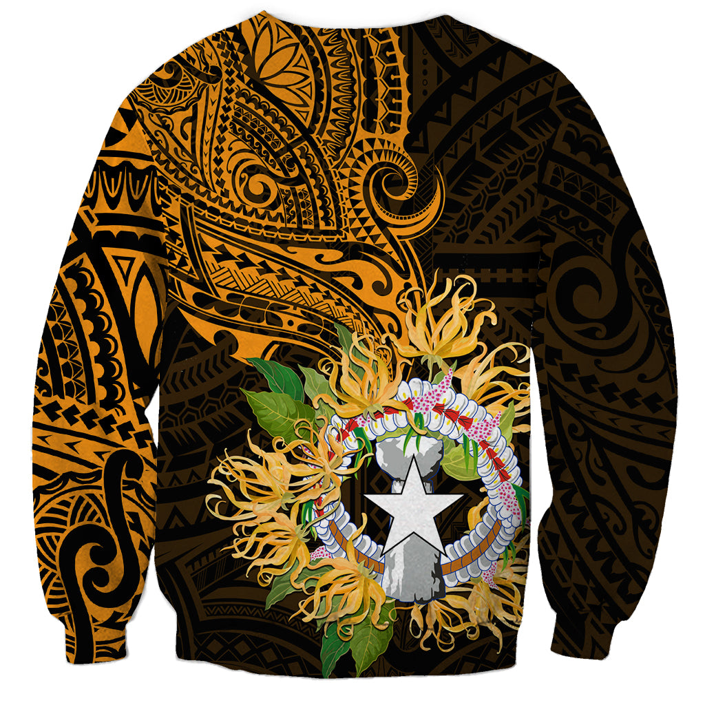 Northern Mariana Islands Ylang-ylang Mwarmwar Sweatshirt Polynesian Gold Style LT9 - Polynesian Pride