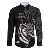 Personalised FSM Culture Day Family Matching Long Sleeve Bodycon Dress and Hawaiian Shirt Hammerhead Shark Tribal 2024 LT9 Dad's Shirt - Long Sleeve Black - Polynesian Pride