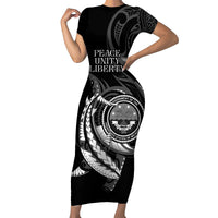 Personalised FSM Culture Day Family Matching Short Sleeve Bodycon Dress and Hawaiian Shirt Hammerhead Shark Tribal 2024 LT9 Mom's Dress Black - Polynesian Pride