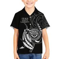 Personalised FSM Culture Day Family Matching Short Sleeve Bodycon Dress and Hawaiian Shirt Hammerhead Shark Tribal 2024 LT9 Son's Shirt Black - Polynesian Pride