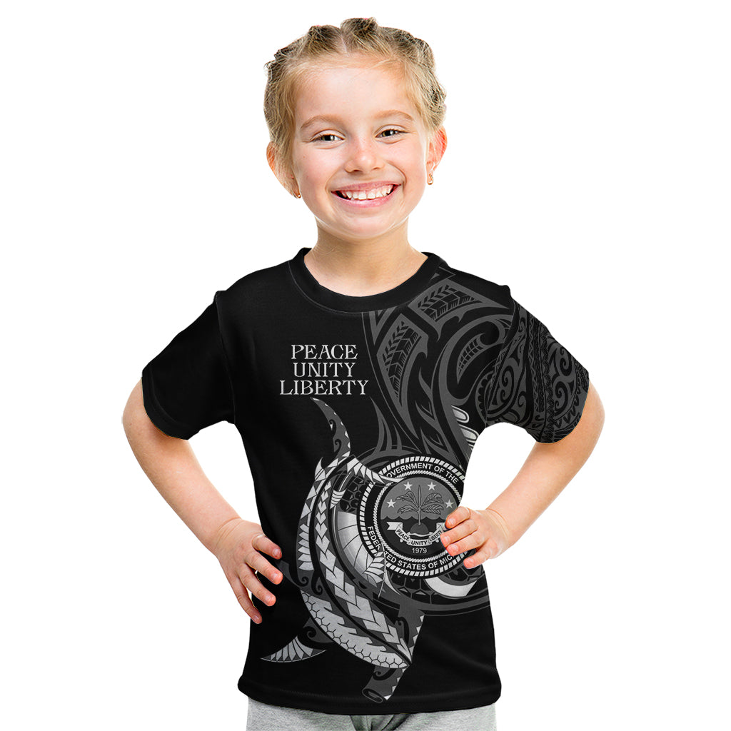 Personalised FSM Culture Day Kid T Shirt Hammerhead Shark Tribal 2024 LT9 Black - Polynesian Pride