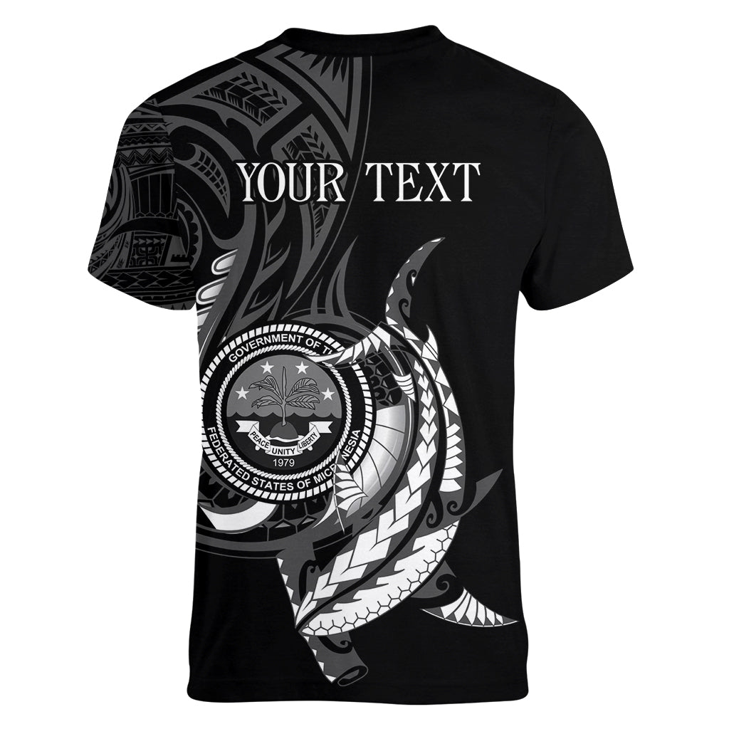 Personalised FSM Culture Day Women V Neck T Shirt Hammerhead Shark Tribal 2024 LT9 - Polynesian Pride