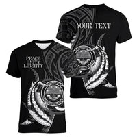 Personalised FSM Culture Day Women V Neck T Shirt Hammerhead Shark Tribal 2024 LT9 - Polynesian Pride