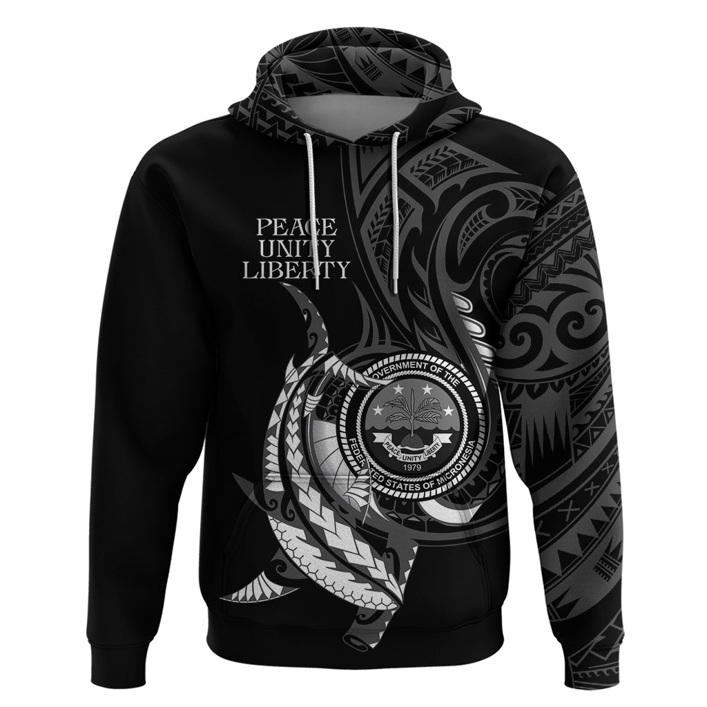 Personalised FSM Culture Day Zip Hoodie Hammerhead Shark Tribal 2024 LT9 Pullover Hoodie Black - Polynesian Pride