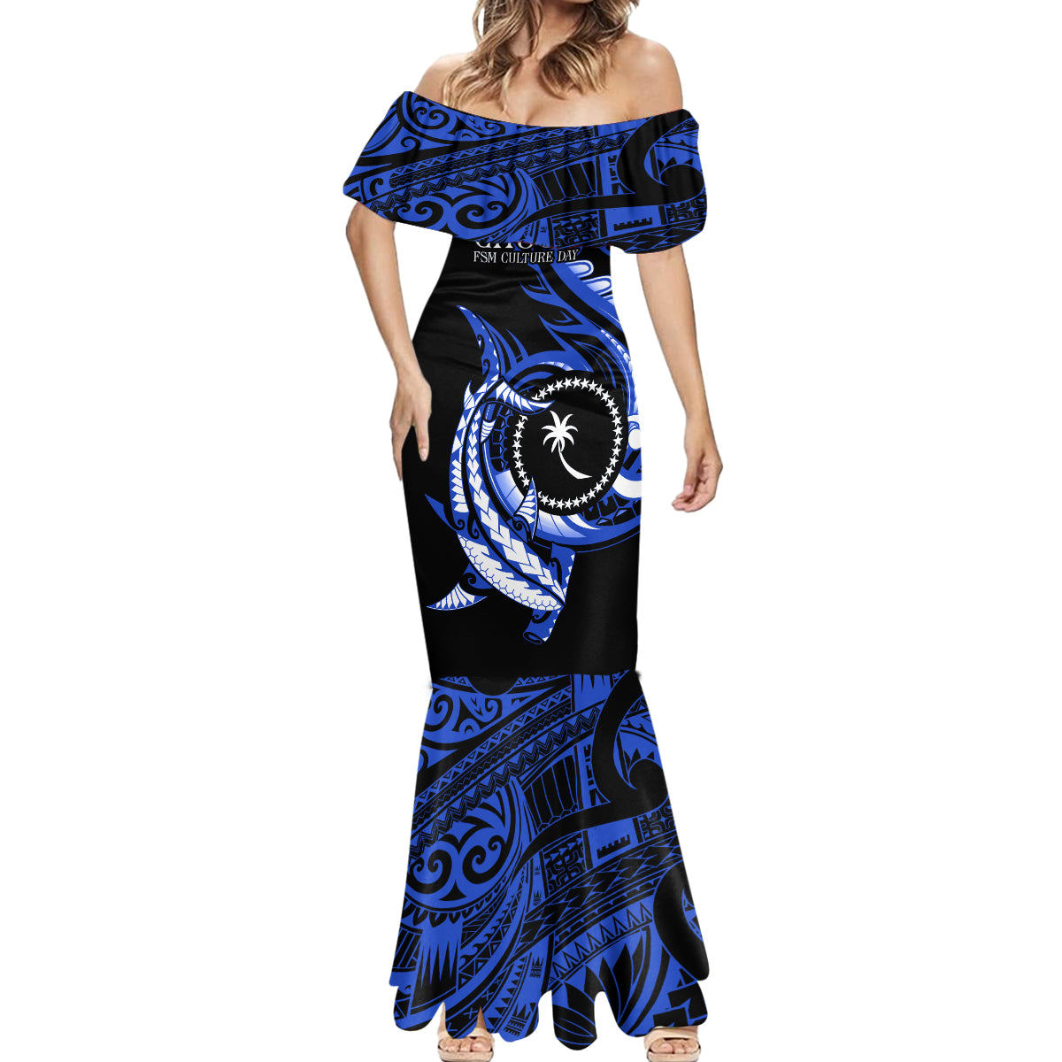 Personalised Chuuk FSM Culture Day Mermaid Dress Hammerhead Shark Tattoo 2024 LT9 - Polynesian Pride