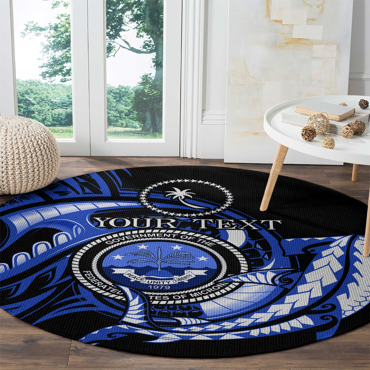 Personalised Chuuk FSM Culture Day Round Carpet Hammerhead Shark Tattoo 2024