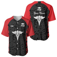 New Zealand Nurse RN 2026 Personalised Baseball Jersey Red Maori Pattern Cultural Pride