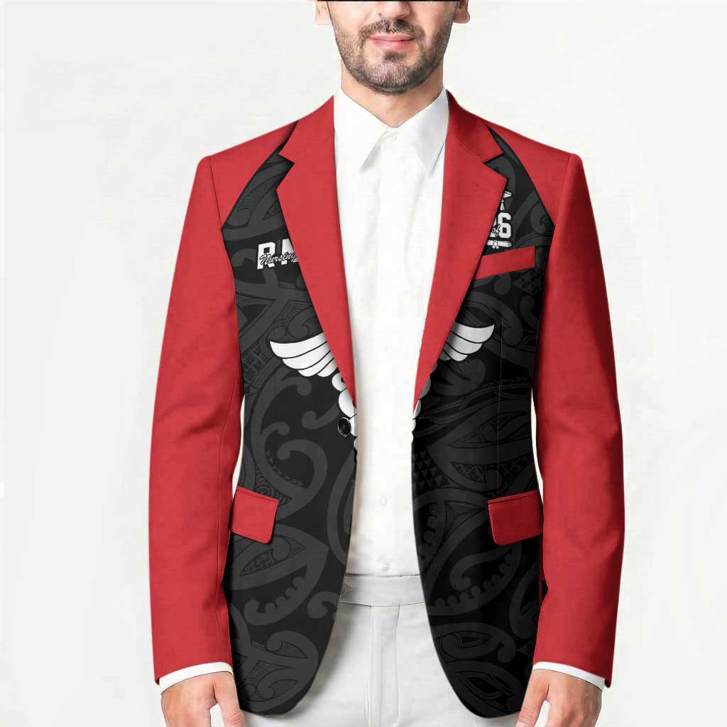 New Zealand Nurse RN 2026 Personalised Blazer Red Maori Pattern Cultural Pride