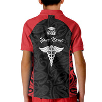 New Zealand Nurse RN 2026 Personalised Kid Polo Shirt Red Maori Pattern Cultural Pride LT9 - Polynesian Pride