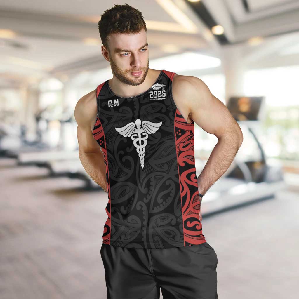 New Zealand Nurse RN 2026 Personalised Men Tank Top Red Maori Pattern Cultural Pride