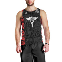 New Zealand Nurse RN 2026 Personalised Men Tank Top Red Maori Pattern Cultural Pride