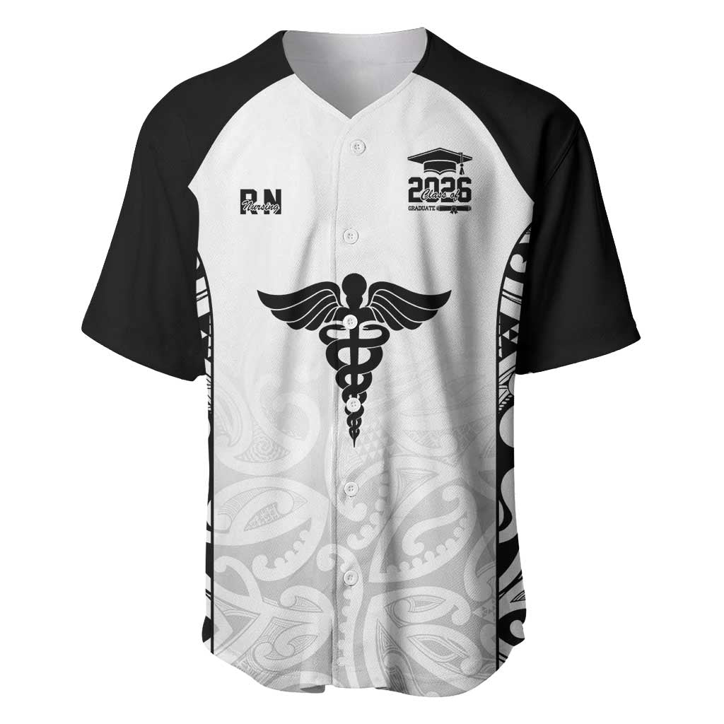 New Zealand Nurse RN 2026 Personalised Baseball Jersey White Maori Pattern Cultural Pride LT9 White - Polynesian Pride