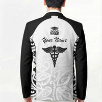 New Zealand Nurse RN 2026 Personalised Blazer White Maori Pattern Cultural Pride