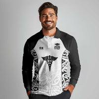 New Zealand Nurse RN 2026 Personalised Long Sleeve Polo Shirt White Maori Pattern Cultural Pride