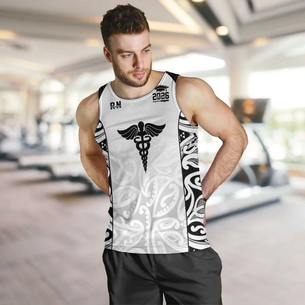 New Zealand Nurse RN 2026 Personalised Men Tank Top White Maori Pattern Cultural Pride