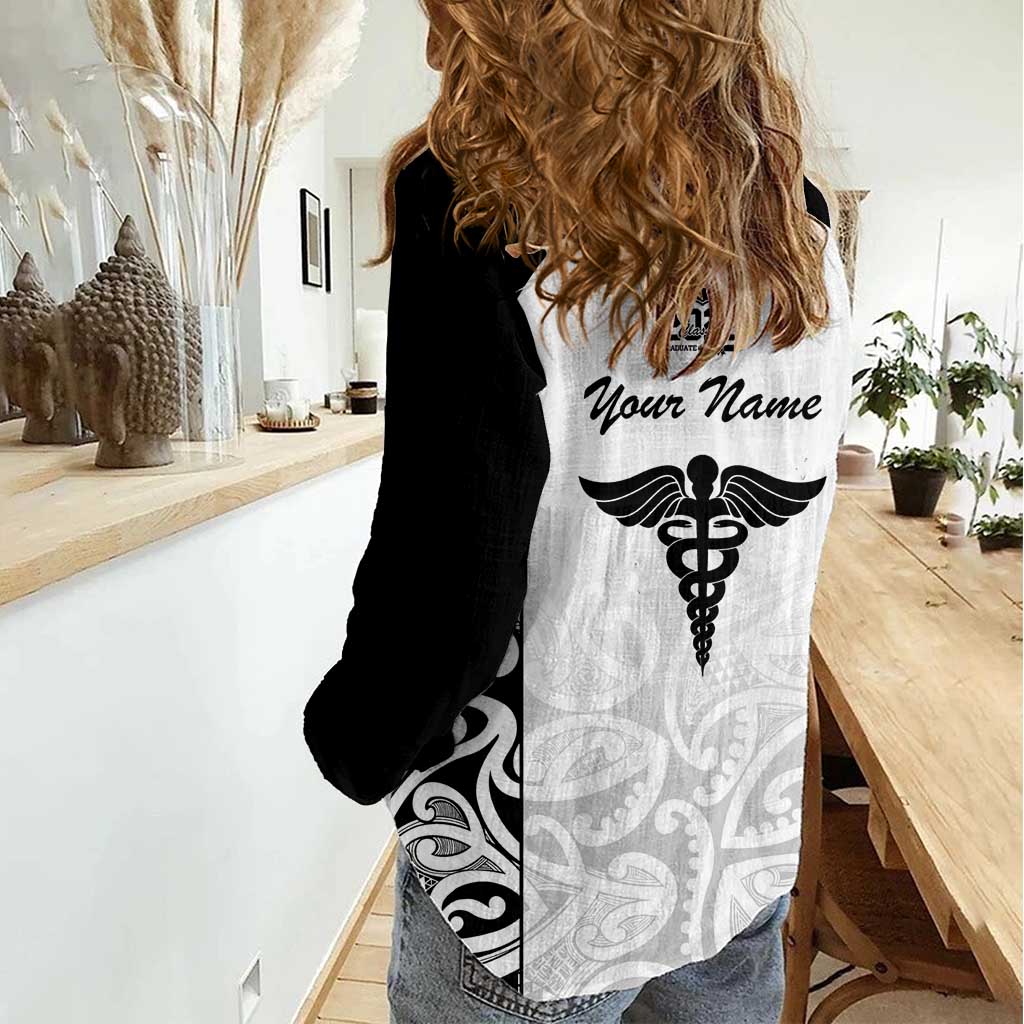 New Zealand Nurse RN 2026 Personalised Women Casual Shirt White Maori Pattern Cultural Pride