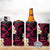 Hawaii Oahu Islands Pacific Plumeria 4 in 1 Can Cooler Tumbler Pink Polynesian Tattoo