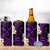 Hawaii Oahu Islands Pacific Plumeria 4 in 1 Can Cooler Tumbler Purple Polynesian Tattoo