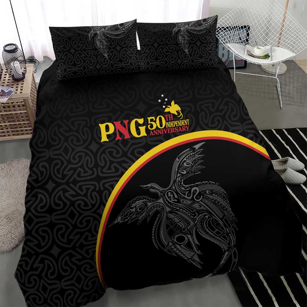 Papua New Guinea 50th Independence Day Bedding Set Simple Oro Tapa Pattern - Polynesian Pride