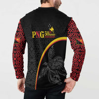 Papua New Guinea 50th Independence Day Button Sweatshirt Simple Oro Tapa Pattern - Polynesian Pride