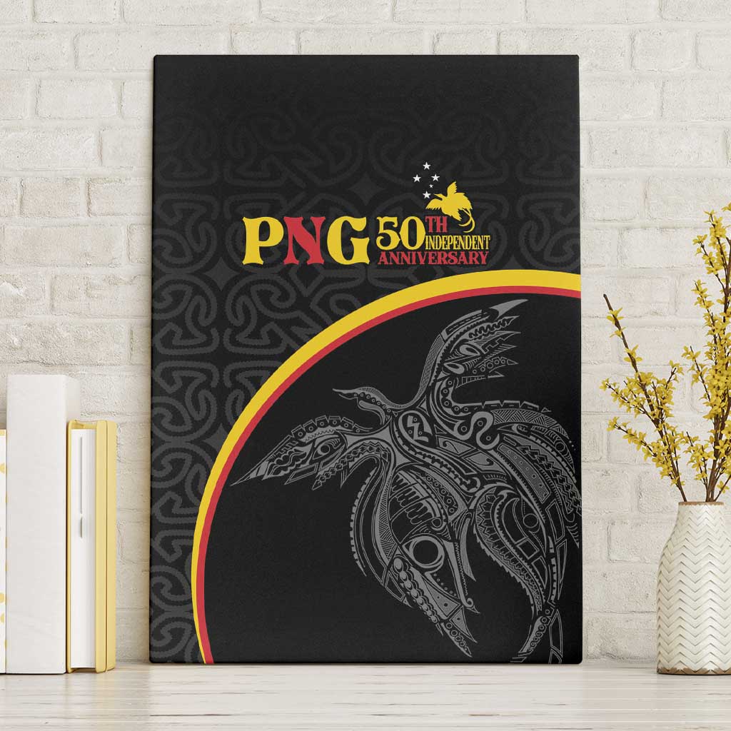 Papua New Guinea 50th Independence Day Canvas Wall Art Simple Oro Tapa Pattern - Polynesian Pride
