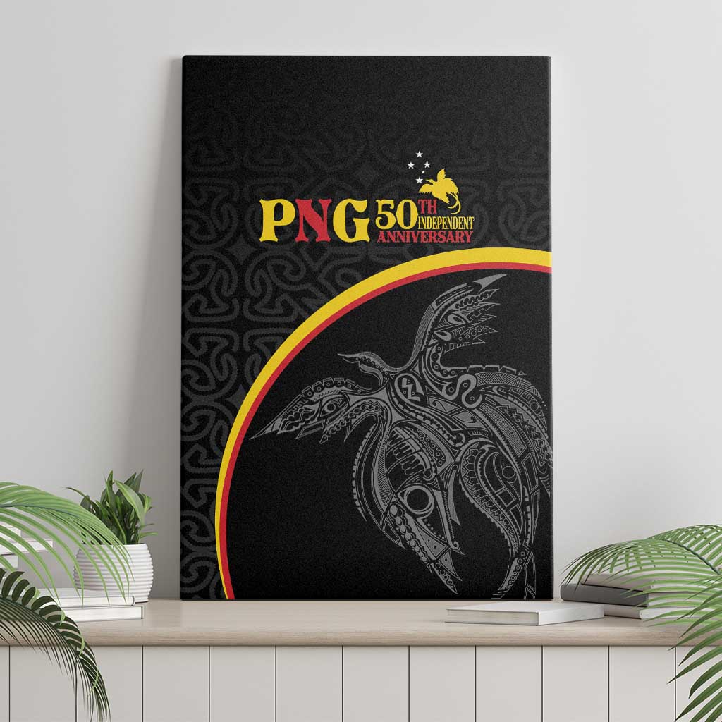 Papua New Guinea 50th Independence Day Canvas Wall Art Simple Oro Tapa Pattern - Polynesian Pride