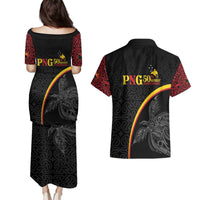 Papua New Guinea 50th Independence Day Couples Matching Puletasi and Hawaiian Shirt Simple Oro Tapa Pattern - Polynesian Pride