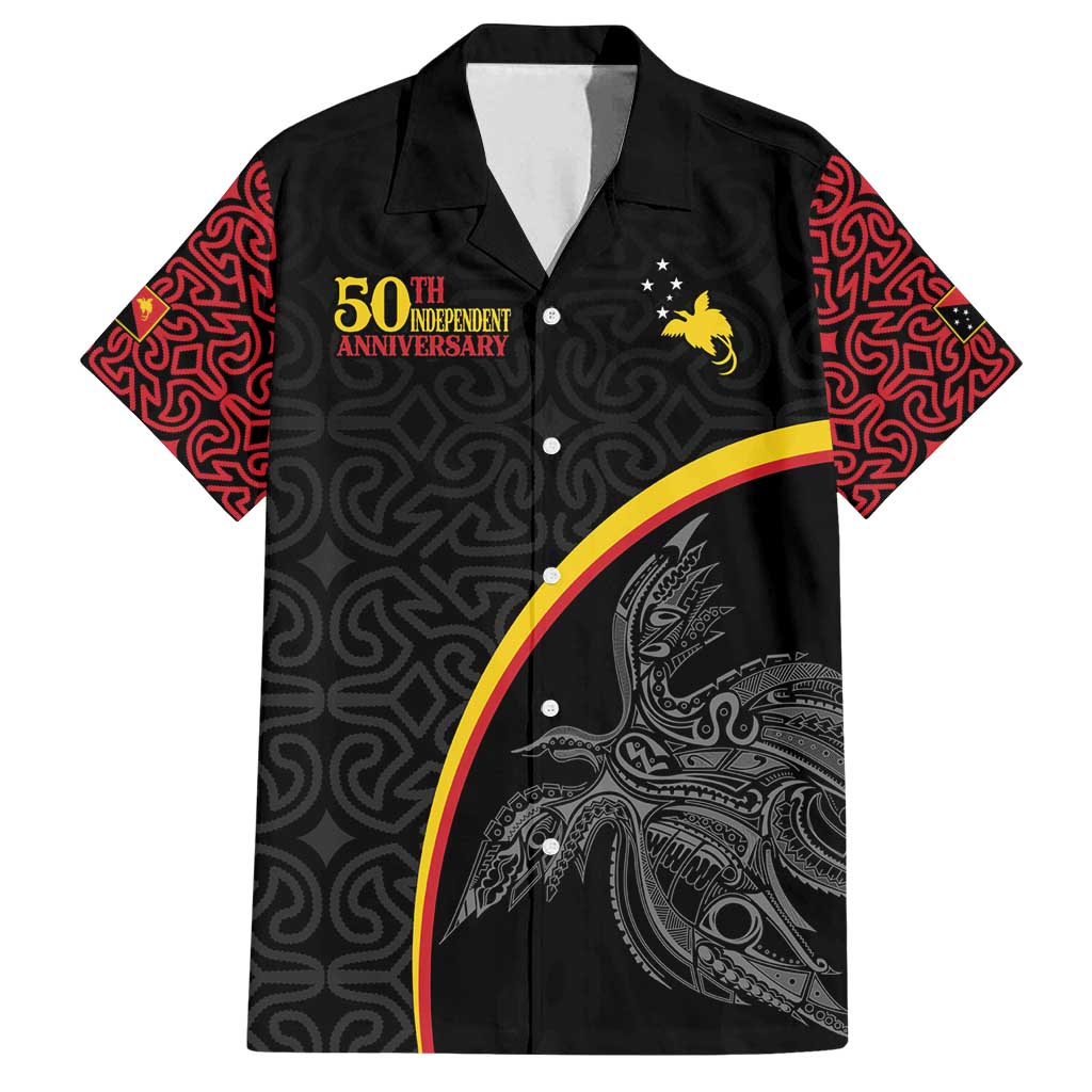 Papua New Guinea 50th Independence Day Family Matching Long Sleeve Bodycon Dress and Hawaiian Shirt Simple Oro Tapa Pattern - Polynesian Pride