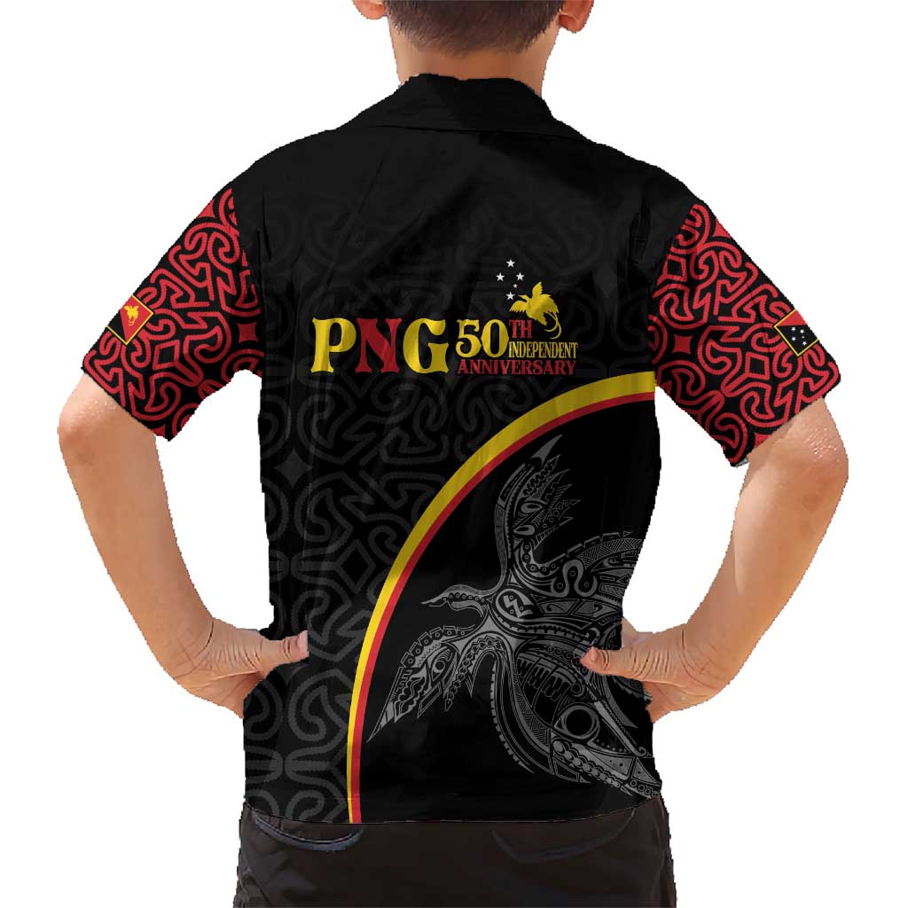 Papua New Guinea 50th Independence Day Family Matching Short Sleeve Bodycon Dress and Hawaiian Shirt Simple Oro Tapa Pattern - Polynesian Pride