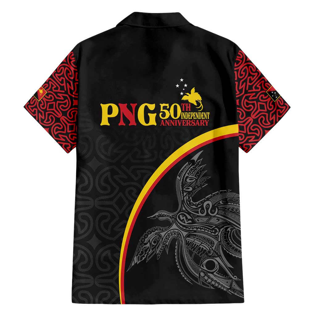 Papua New Guinea 50th Independence Day Family Matching Short Sleeve Bodycon Dress and Hawaiian Shirt Simple Oro Tapa Pattern - Polynesian Pride