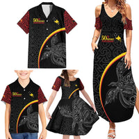 Papua New Guinea 50th Independence Day Family Matching Summer Maxi Dress and Hawaiian Shirt Simple Oro Tapa Pattern - Polynesian Pride