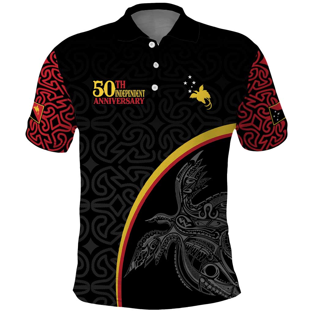 Papua New Guinea 50th Independence Day Polo Shirt Simple Oro Tapa Pattern - Polynesian Pride
