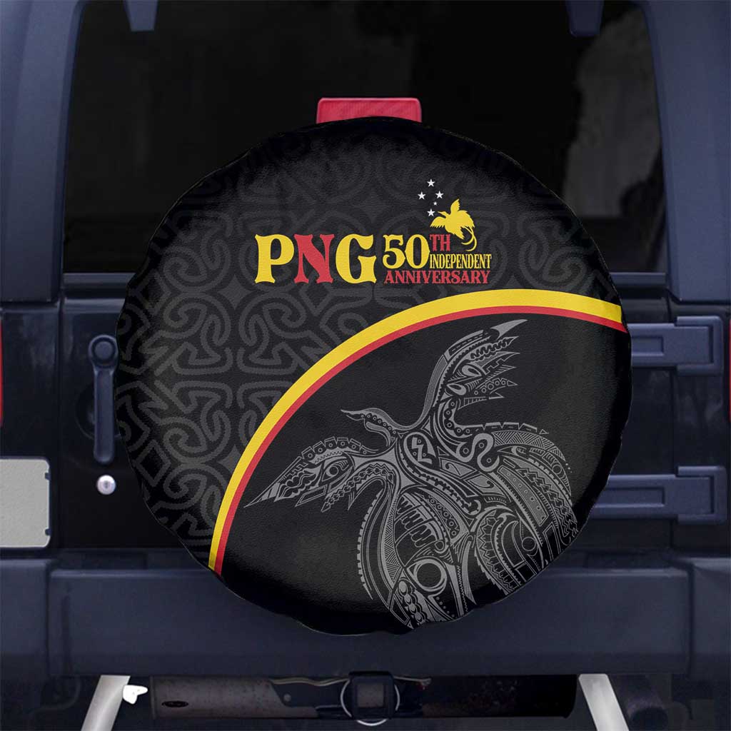 Papua New Guinea 50th Independence Day Spare Tire Cover Simple Oro Tapa Pattern - Polynesian Pride