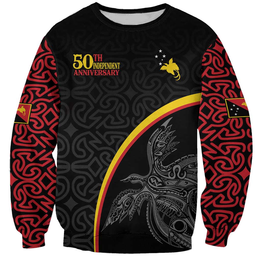 Papua New Guinea 50th Independence Day Sweatshirt Simple Oro Tapa Pattern - Polynesian Pride