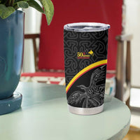 Papua New Guinea 50th Independence Day Tumbler Cup Simple Oro Tapa Pattern - Polynesian Pride
